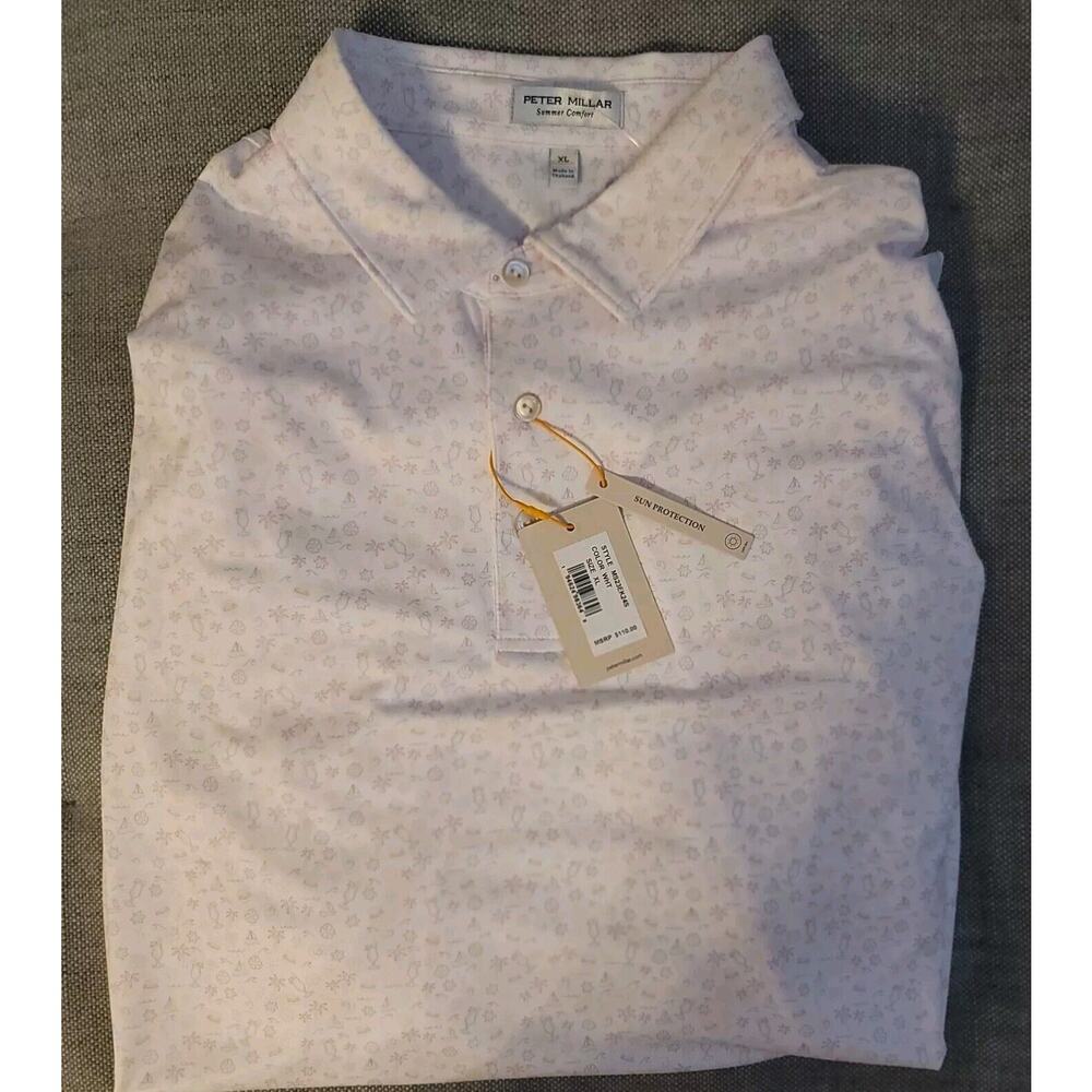 NWT Peter Millar Utopia Burger Performance Jersey Golf Polo Shirt Mens Size XL
